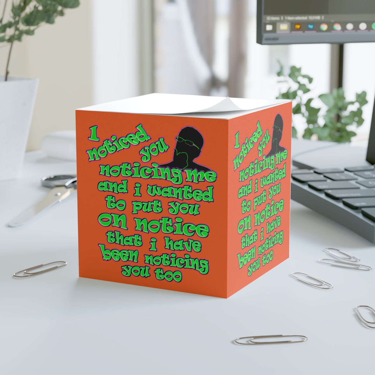 noticed you noticing - note cube (orange)