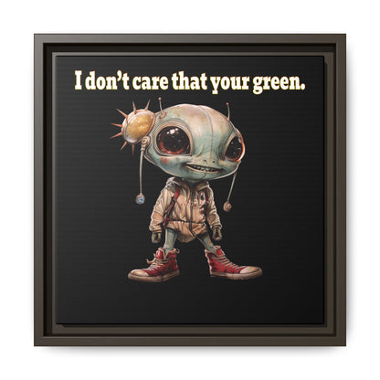 I don't care that your green - framed canvas art (black)