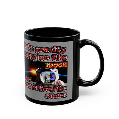 defy conquer reach - Black Mug (grey)