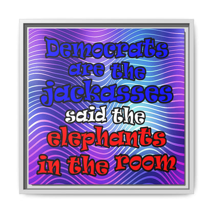 donkeys and elephants - framed canvas art (purple wave)