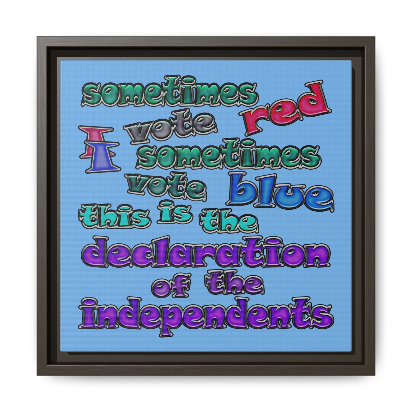 declaration of the independents - framed canvas art (light blue)