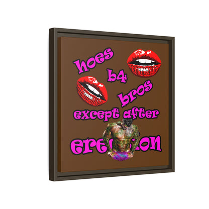 hoes b4 bros - framed canvas art (brown)