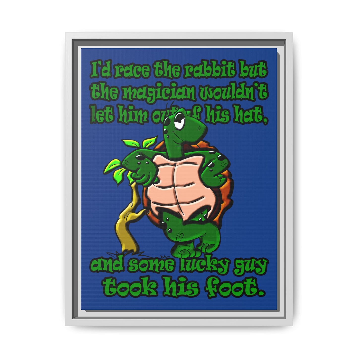 turtle race - framed canvas art (dark blue)
