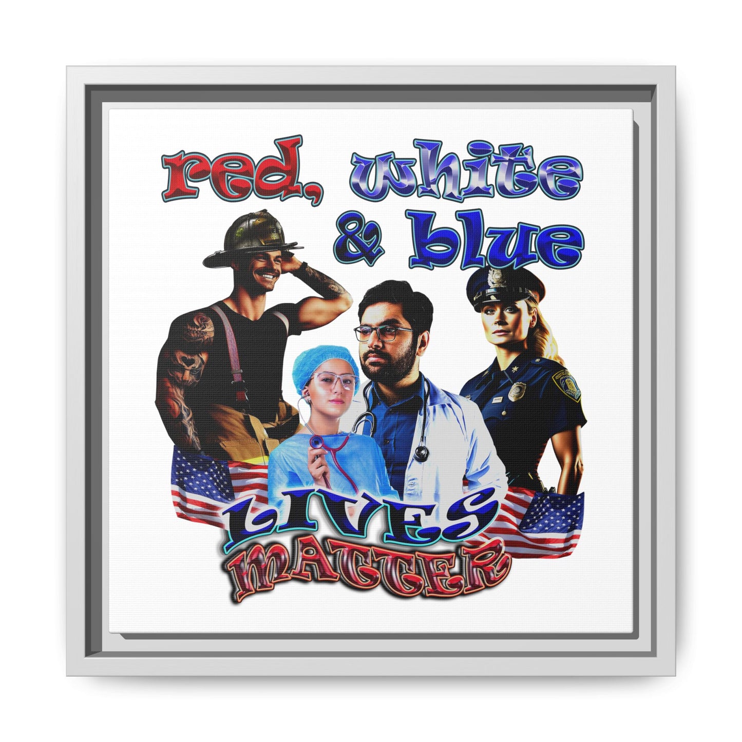rw&b lives matter - framed canvas art (white)