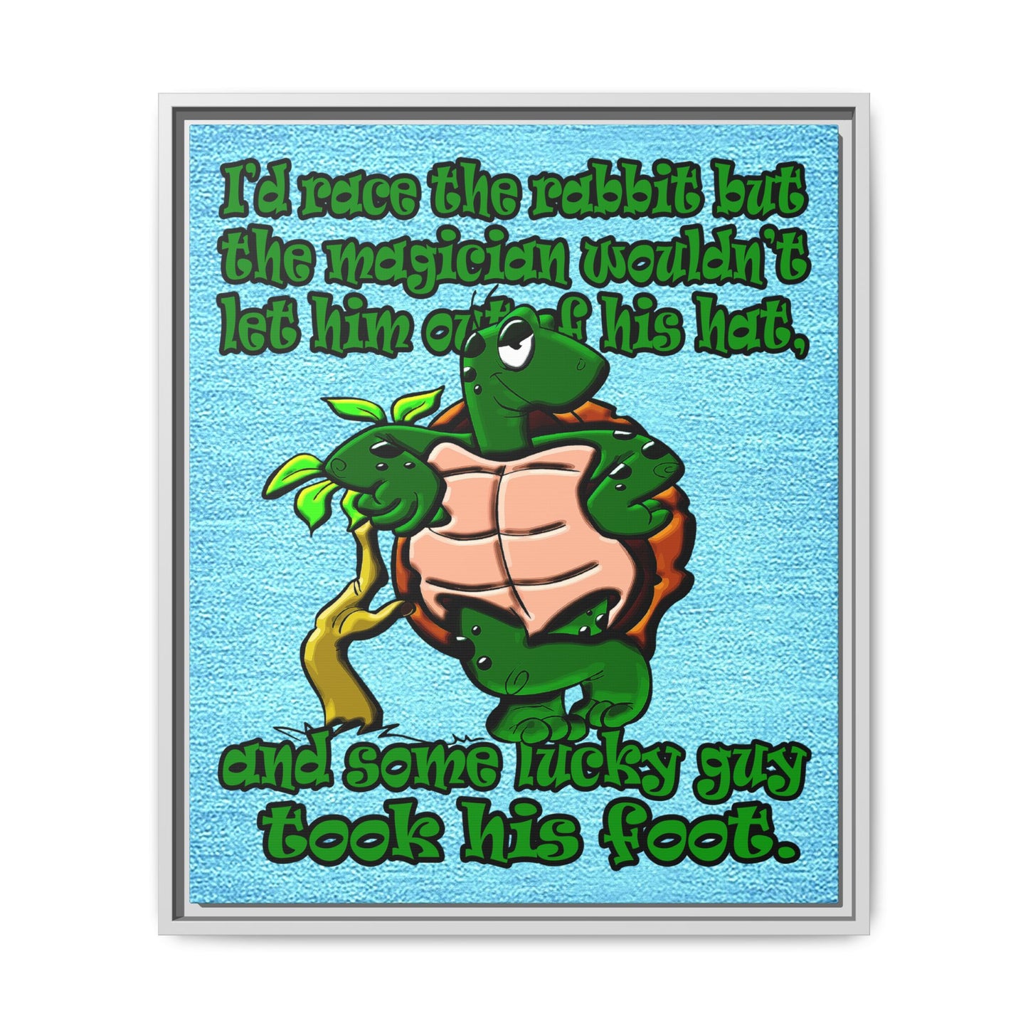 turtle race - framed canvas art (faded blue)
