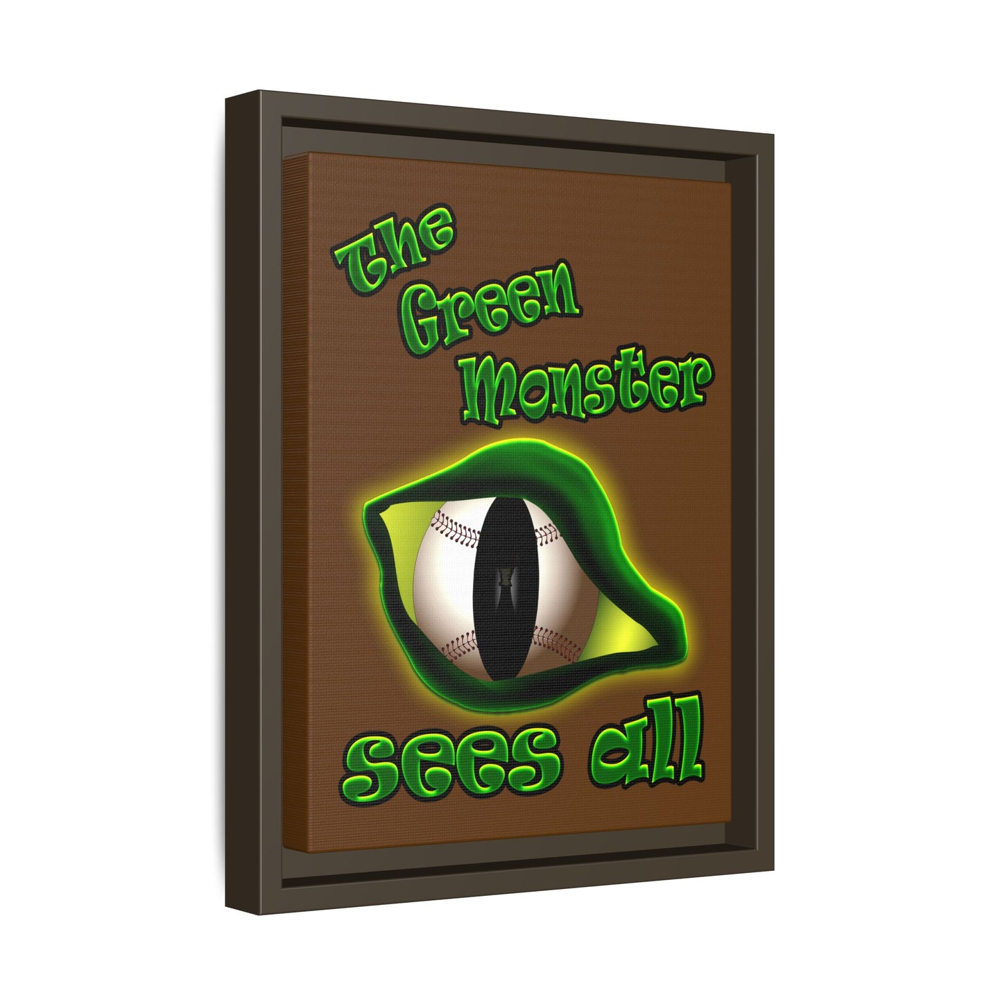 green monster - framed canvas art (brown)