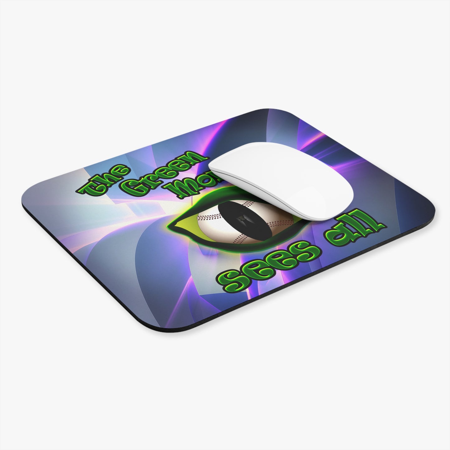 green monster - Mouse Pad (Rectangle) (grey-pink wave)