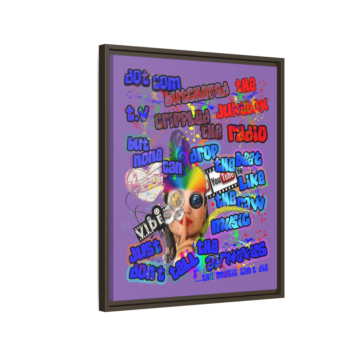drop the beat - framed canvas art (light purple)