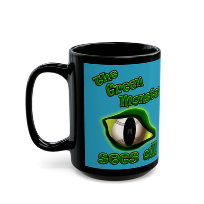 green monster - Black Mug (turquoise)