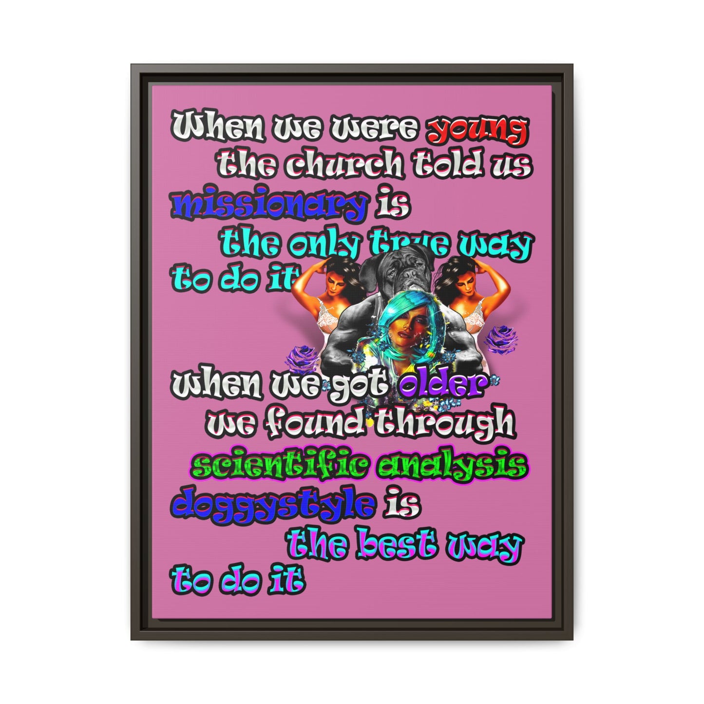doggystyle - framed canvas art (light pink)