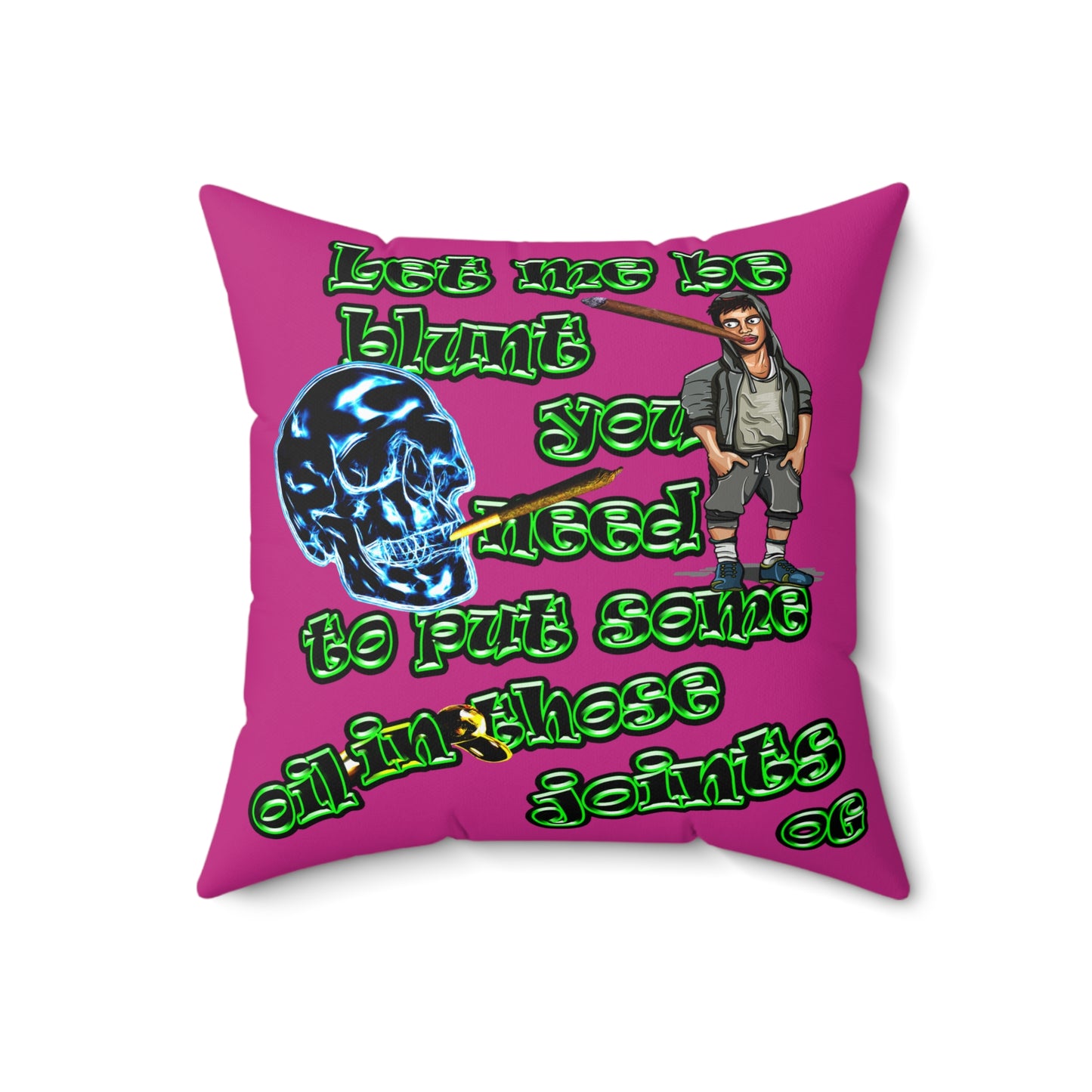 og - Spun Polyester Square Pillow - (pink)