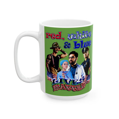 rw&b lives matter - White Mug (green)