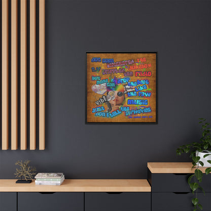 drop the beat - framed canvas art (brown papyrus)