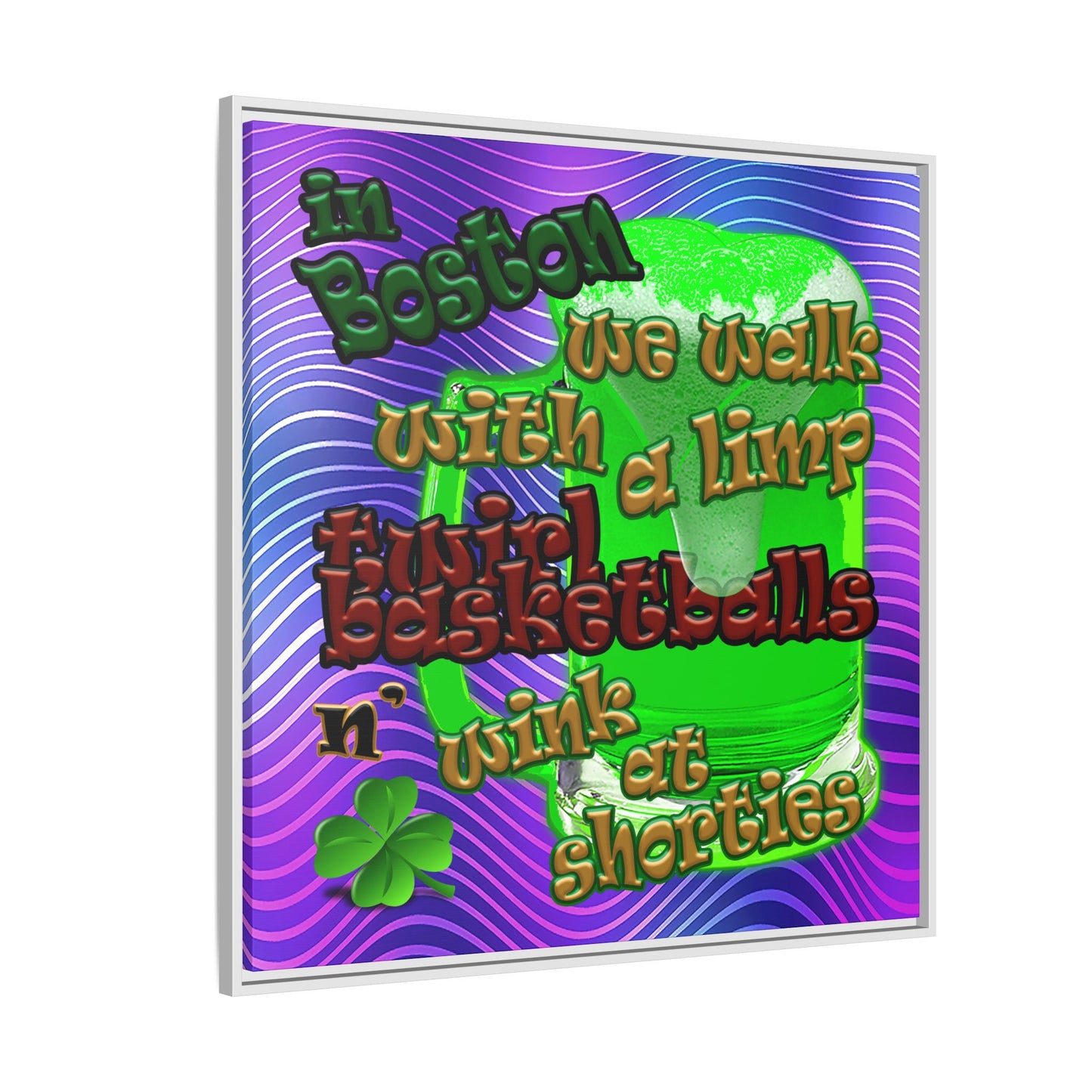 celtics logo - framed canvas art (purple wave)