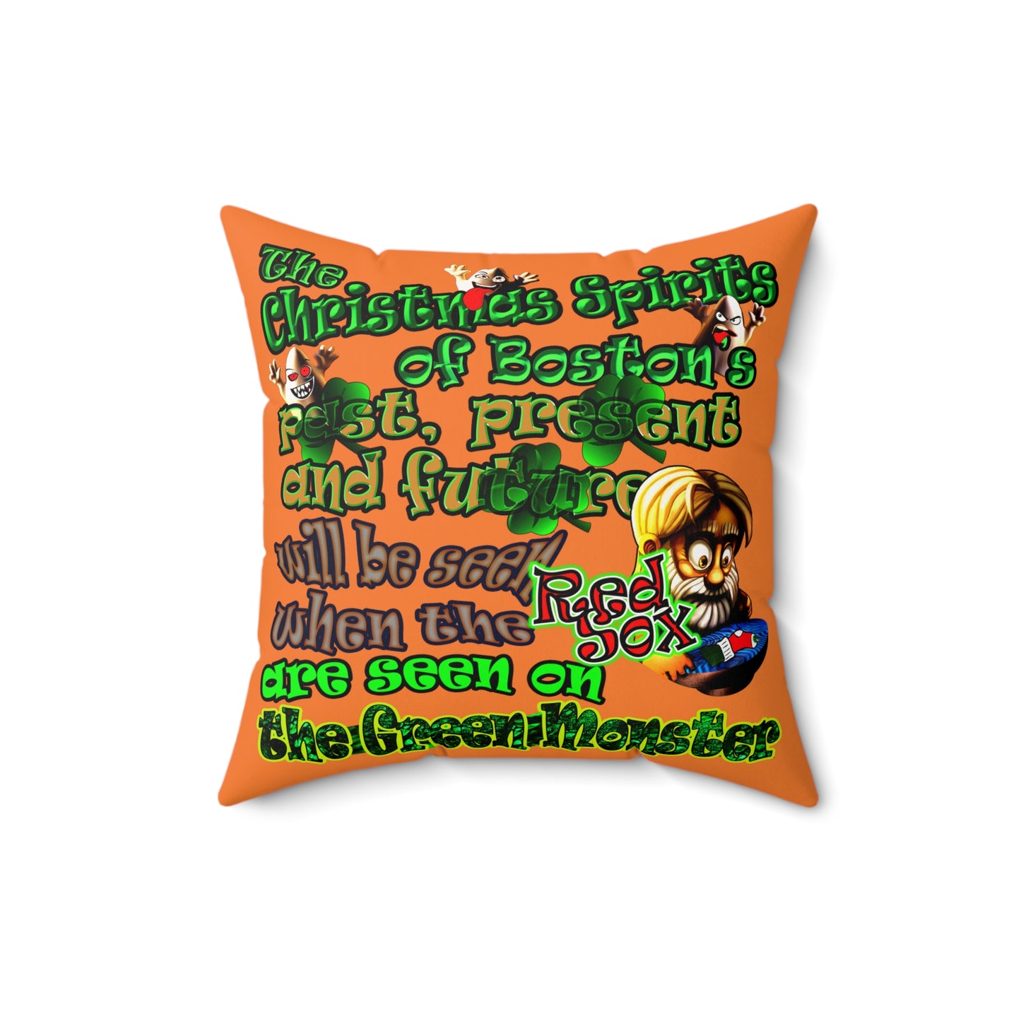christmas spirits of boston - Faux Suede Square Pillow - (crusta)