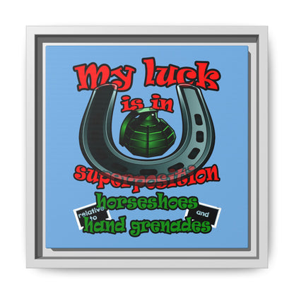 my luck - framed canvas art (light blue)