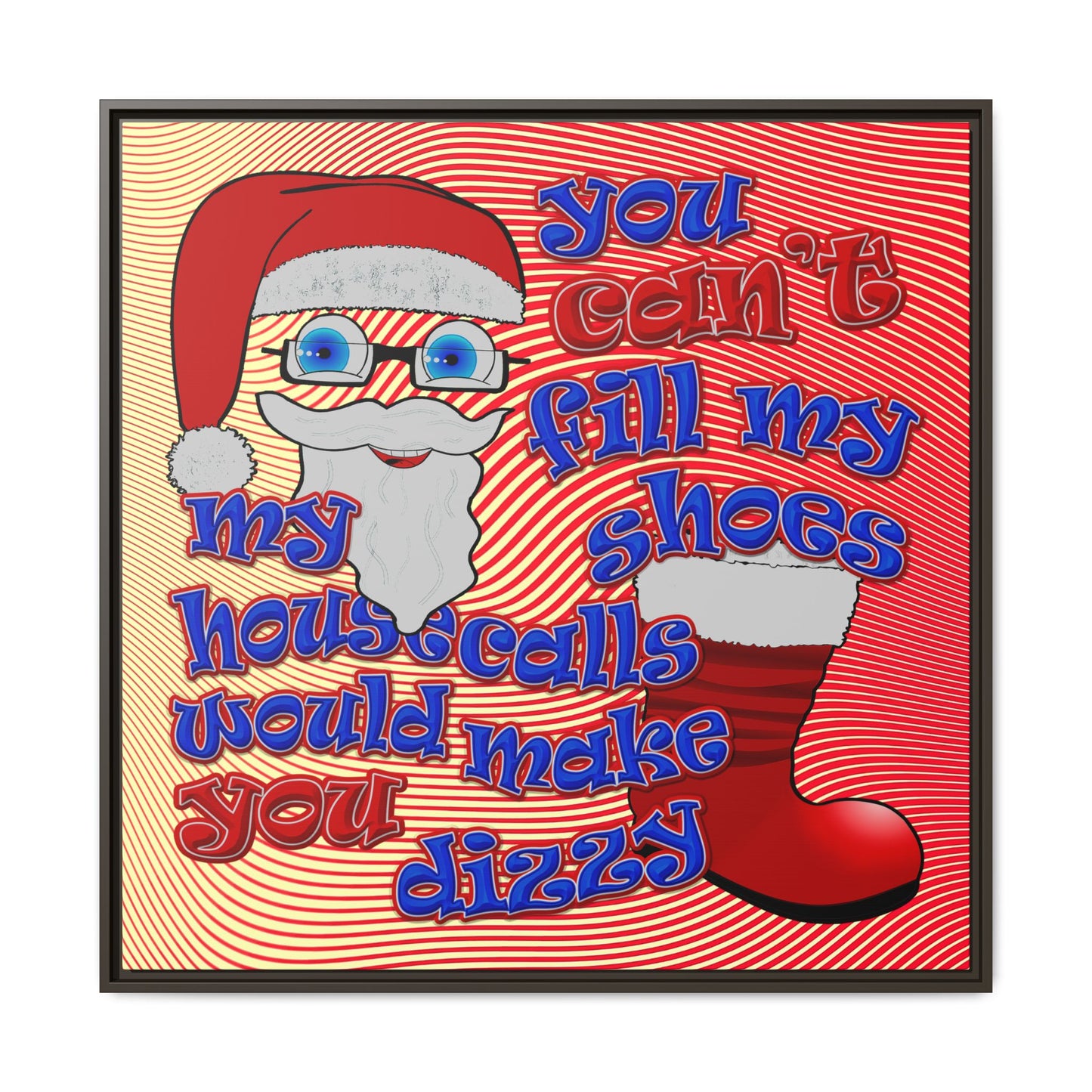 santa's shoes - framed canvas art (yellow-orange wave)