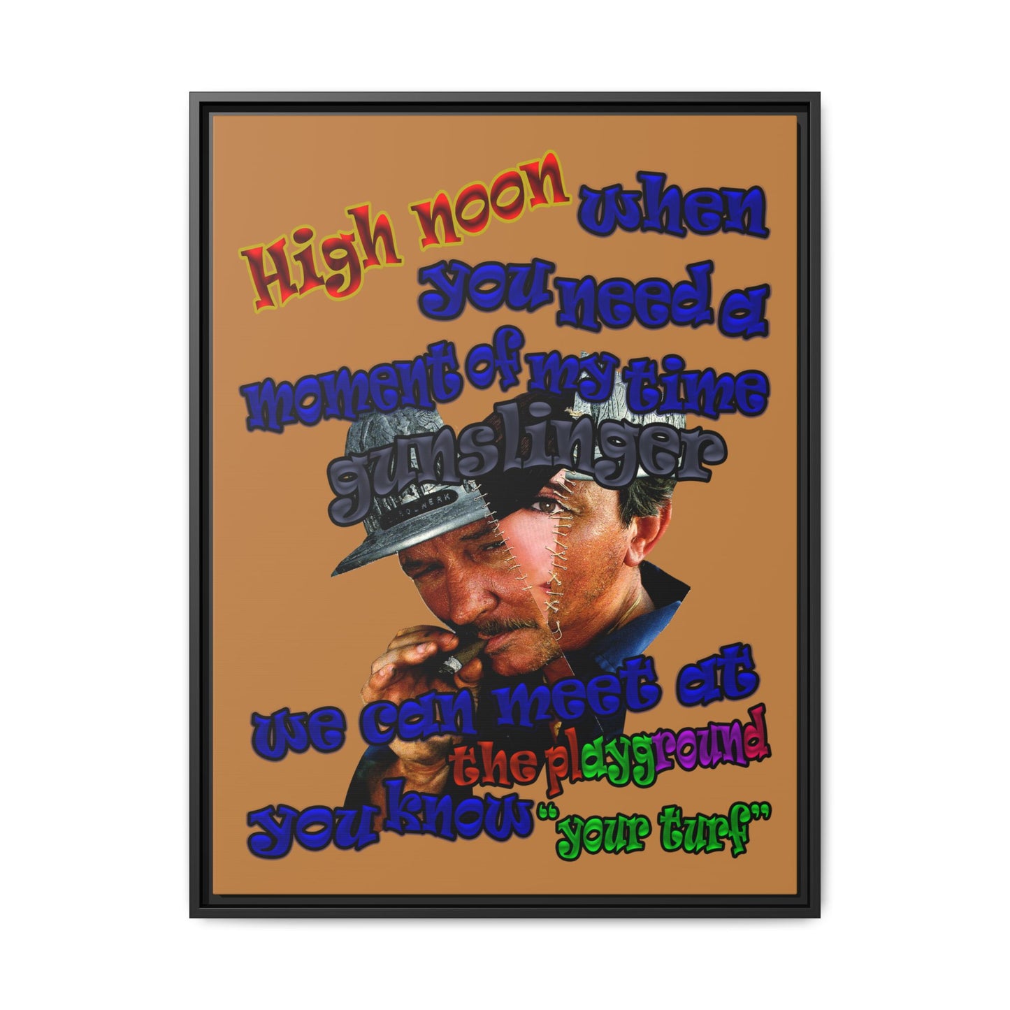 high noon - framed canvas art (light brown)