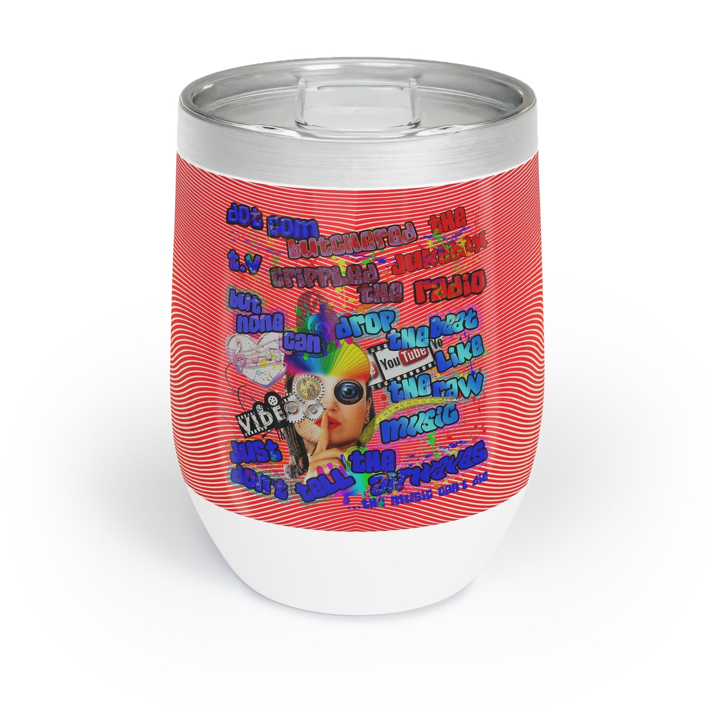 drop the beat - Chill Wine Tumbler  (yellow-orange wave)