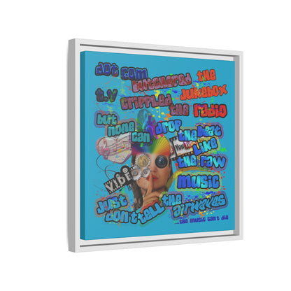 drop the beat - framed canvas art (turquoise)