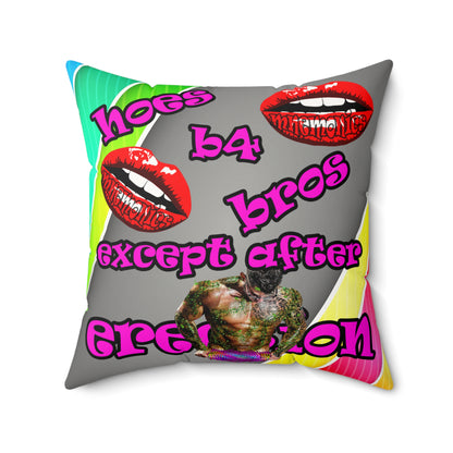 hoes b4 bros - Faux Suede Square Pillow - (rainbow split)