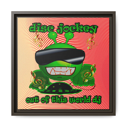 disc jockey - framed canvas art (yellow-orange wave)