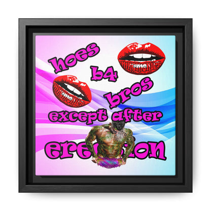 hoes b4 bros - framed canvas art (light blue-pink wave)