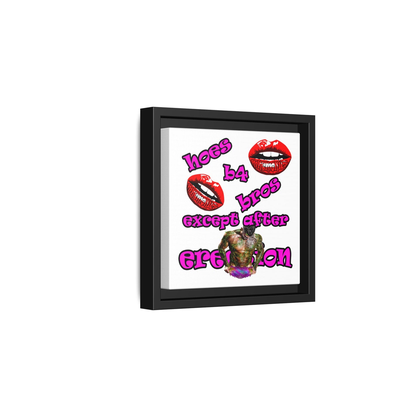 hoes b4 bros - framed canvas art (white)