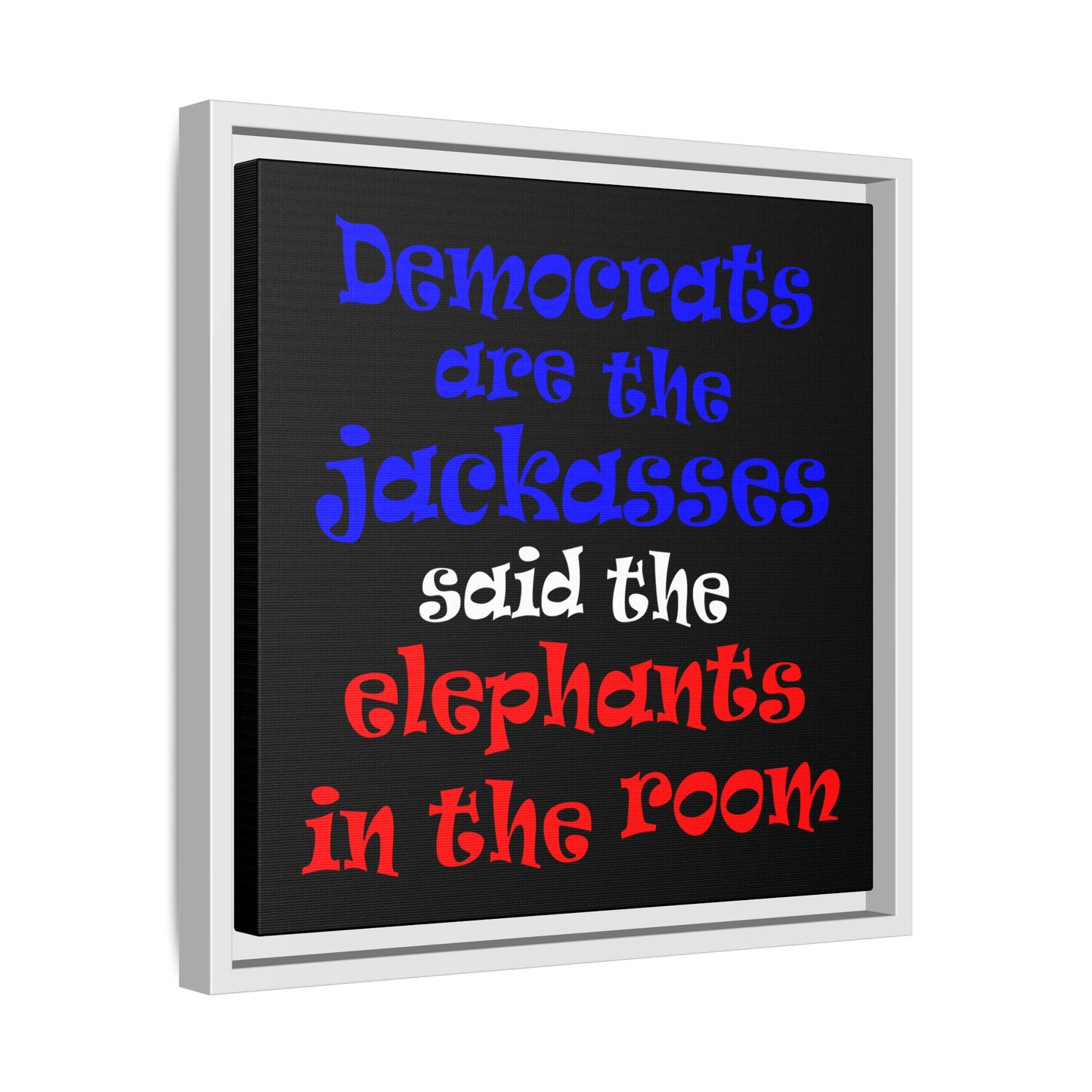 donkeys and elephants - framed canvas art (black)