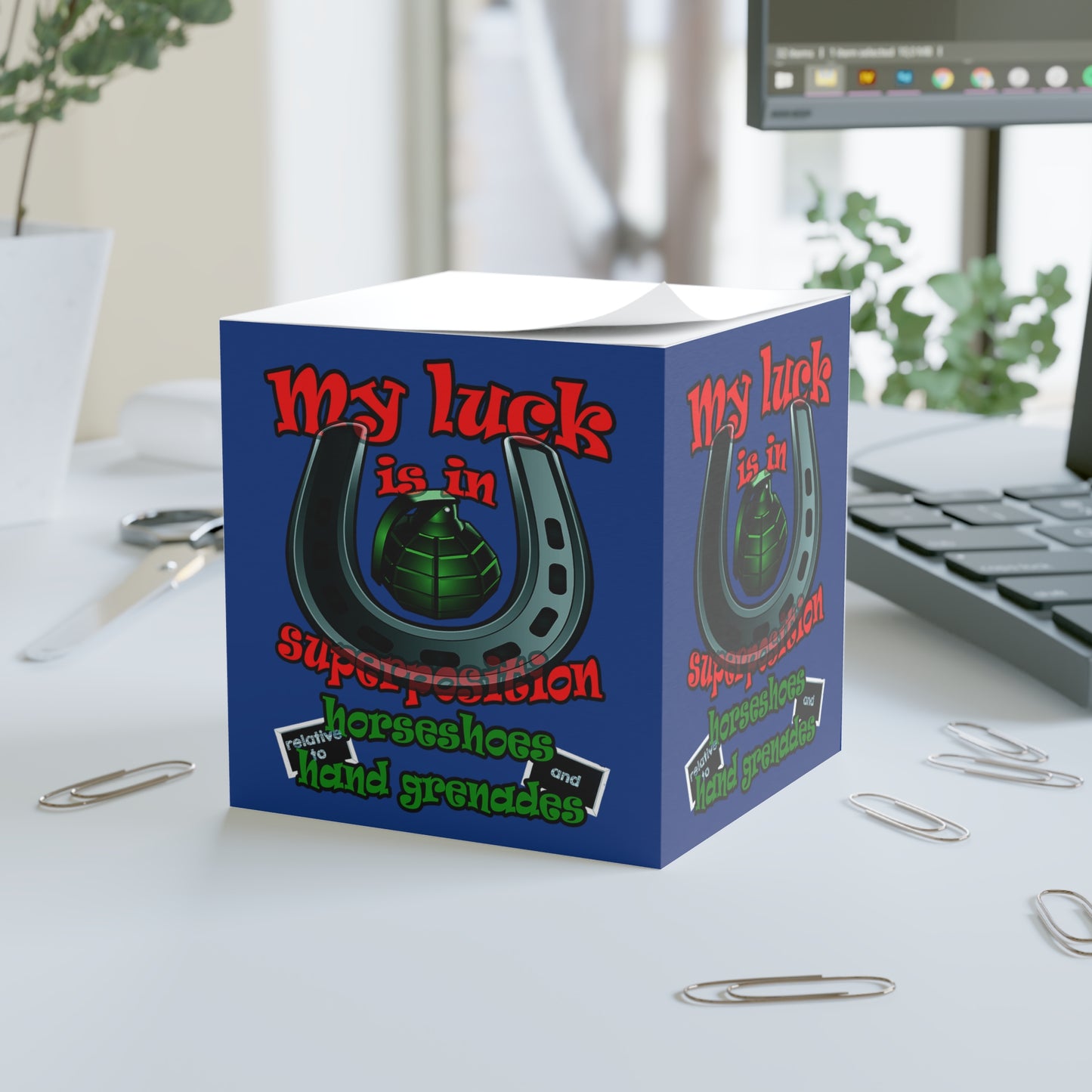 my luck - note cube (dark blue)