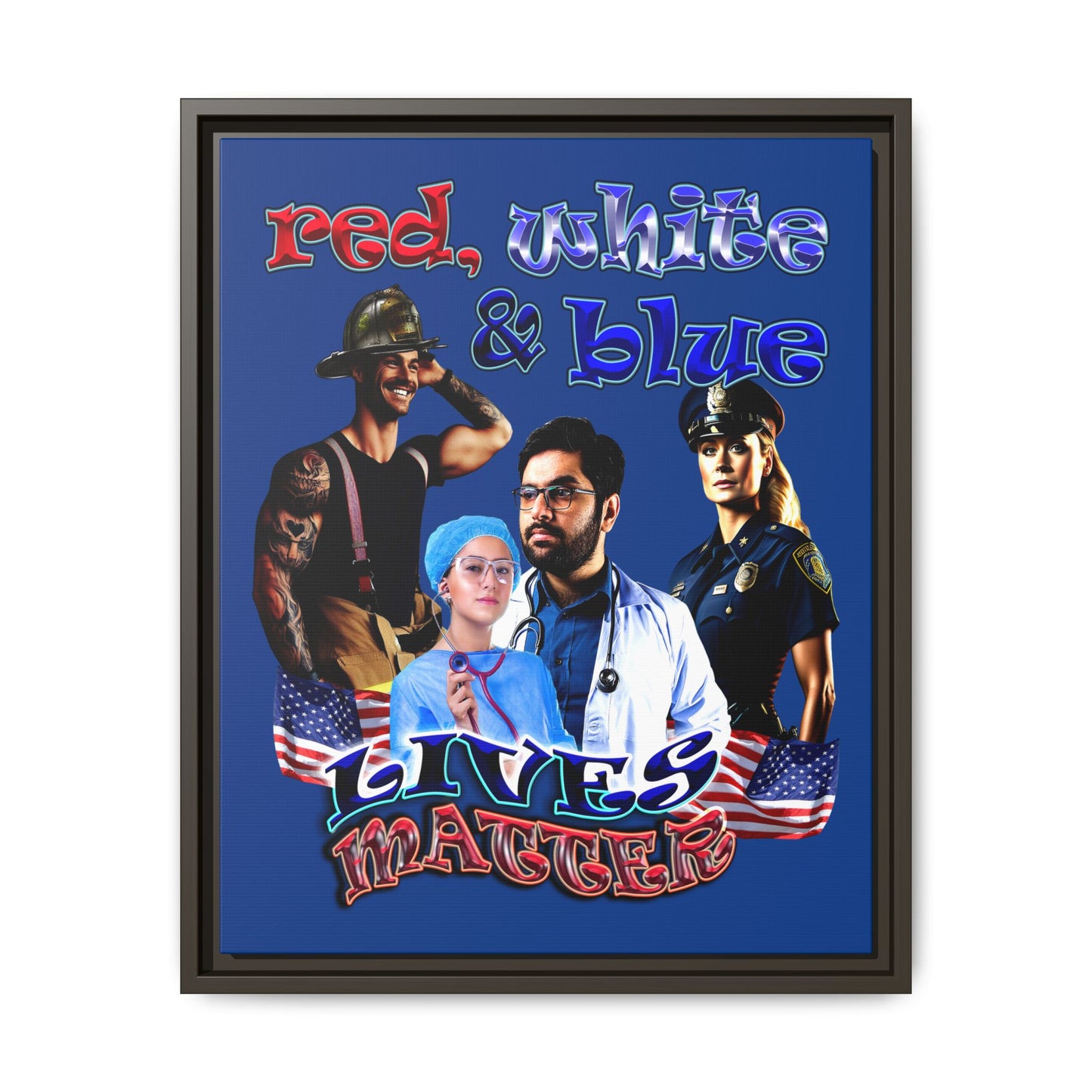 rw&b lives matter - framed canvas art (dark blue)
