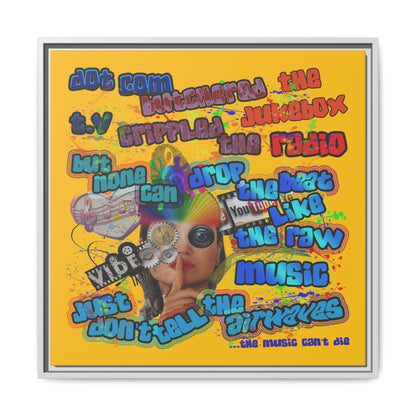 drop the beat - framed canvas art (yellow)