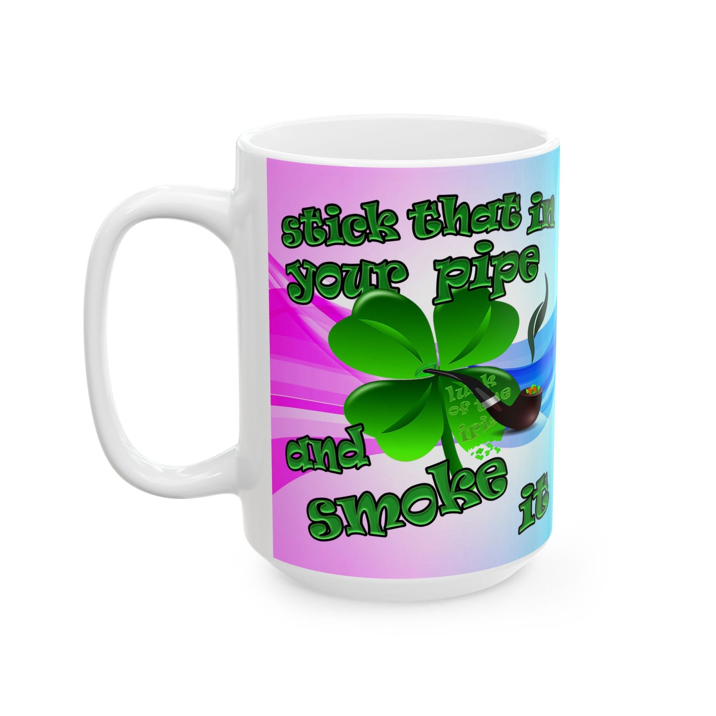 celtics logo - White Mug (light blue-pink wave)