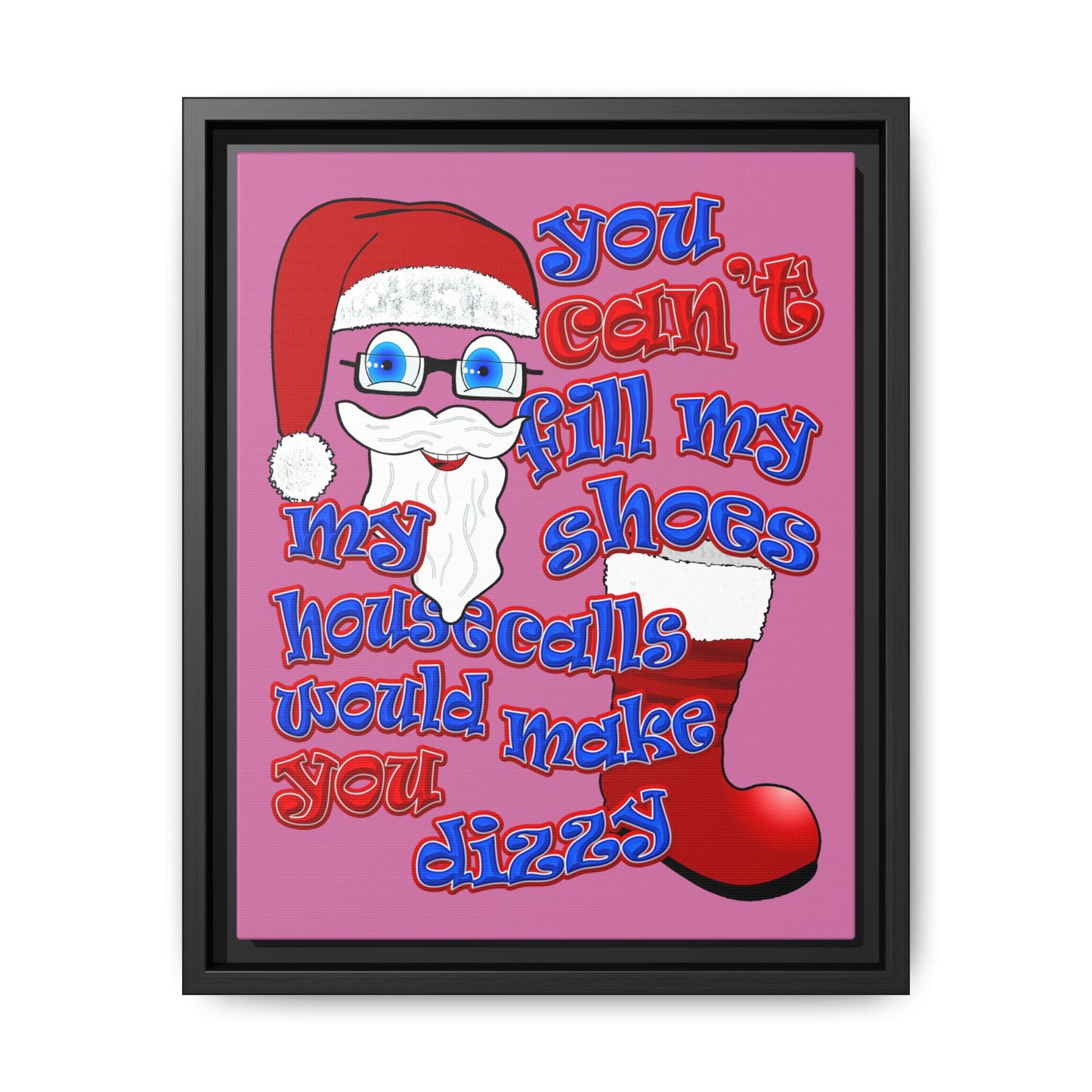 santa's shoes - framed canvas art (light pink)
