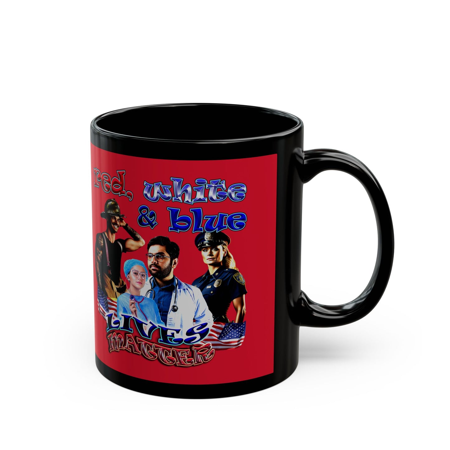 rw&b lives matter - Black Mug (dark red)