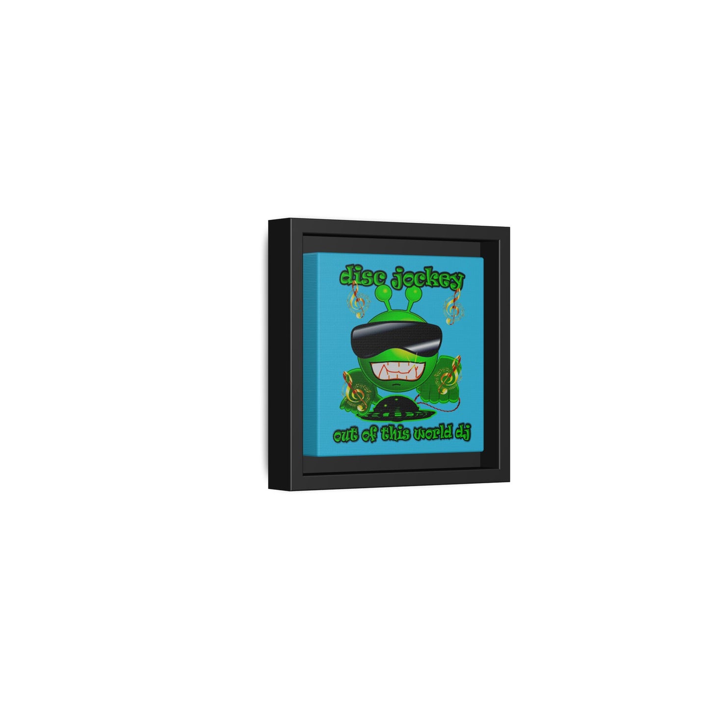 disc jockey - framed canvas art (turquoise)