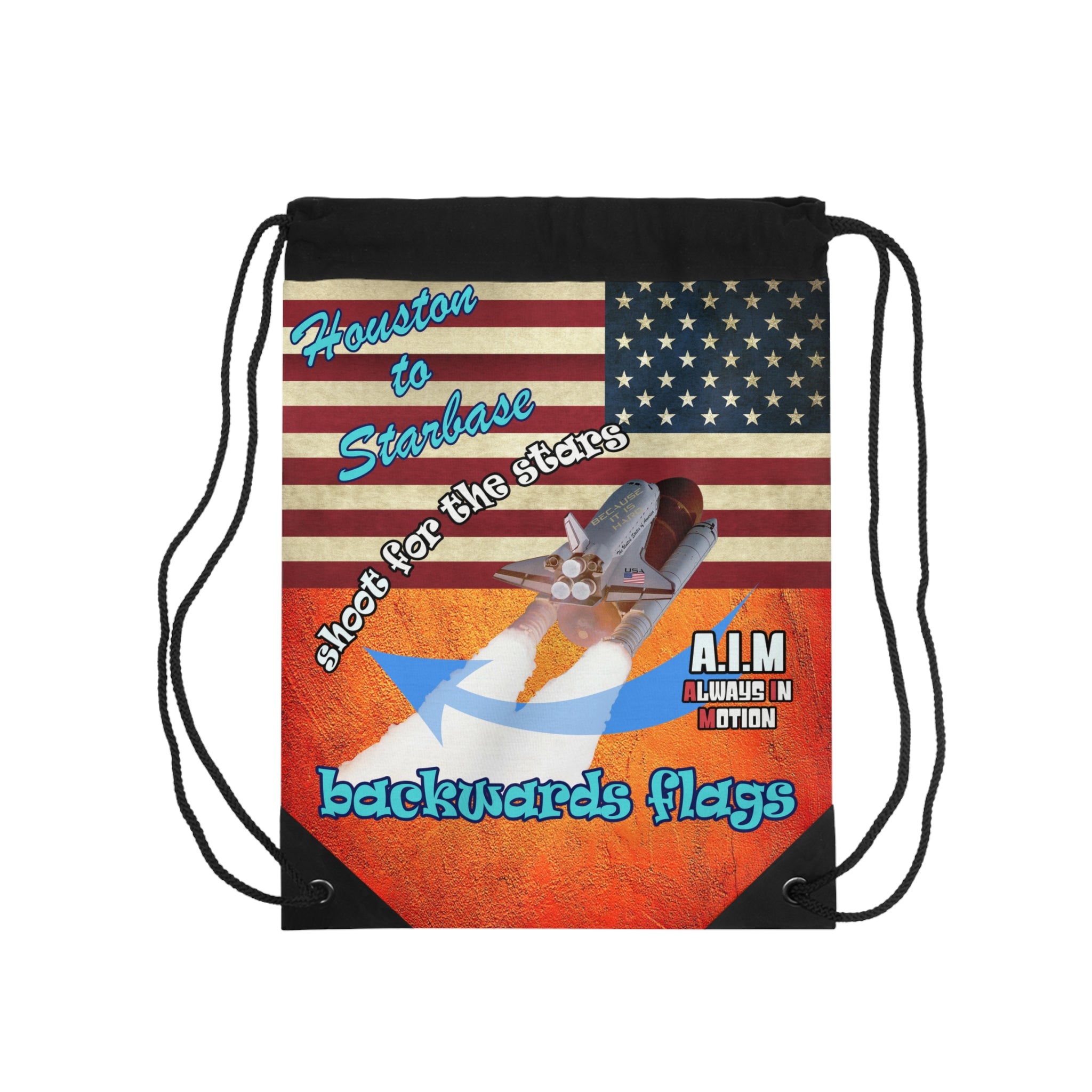 shoot for the stars - Drawstring Bag (burnt orange)