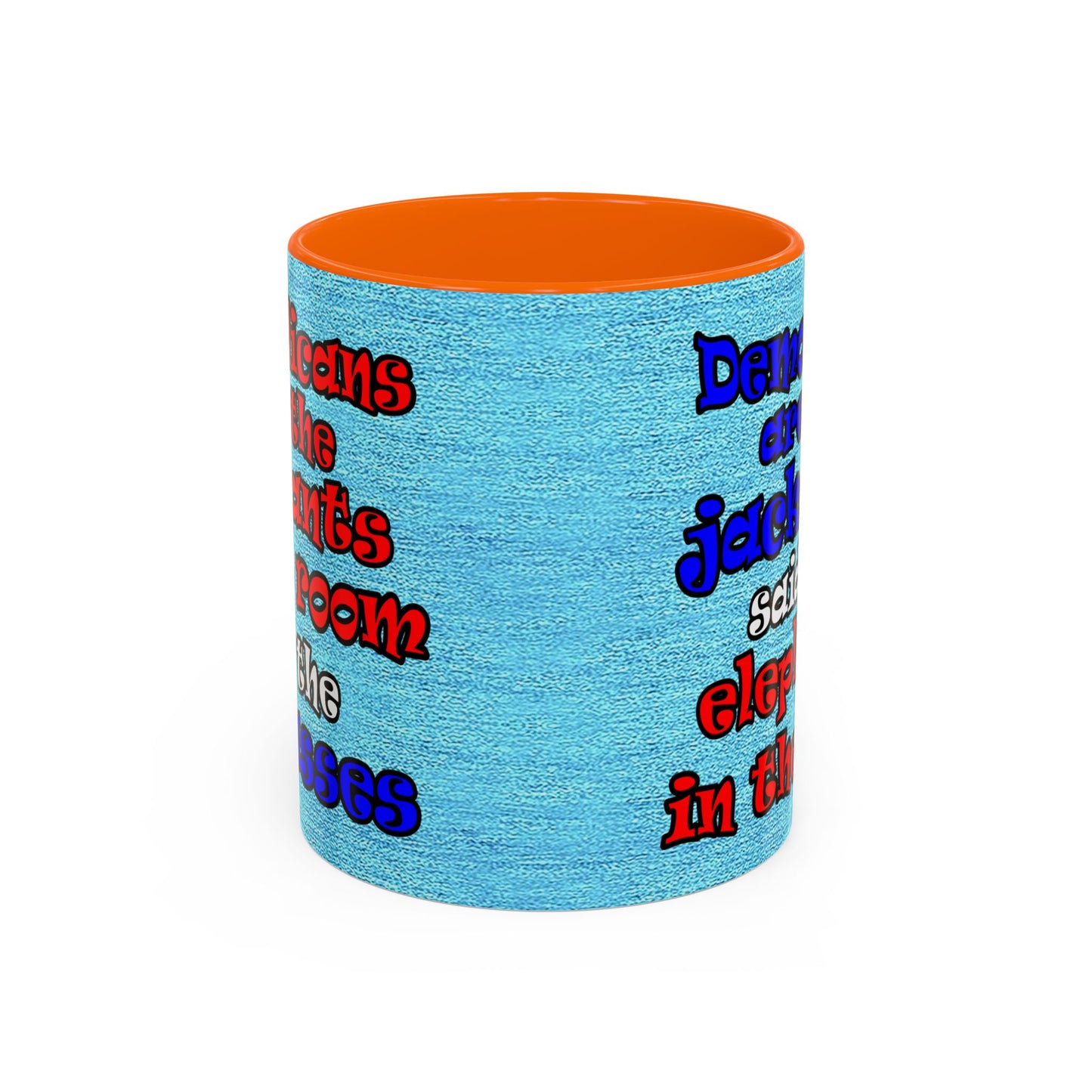 donkeys and elephants - Accent Mug (faded blue)