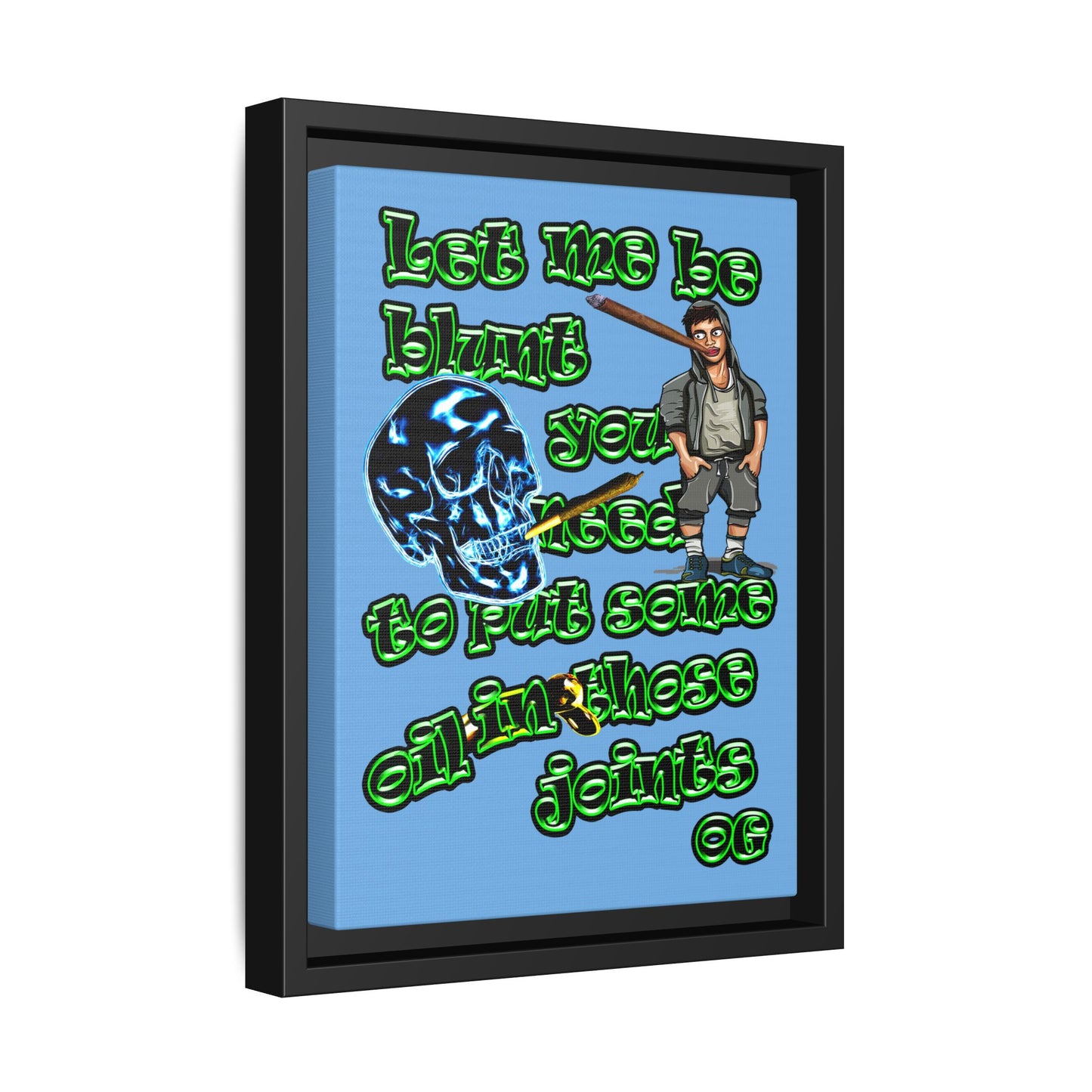 og - framed canvas art (light blue)