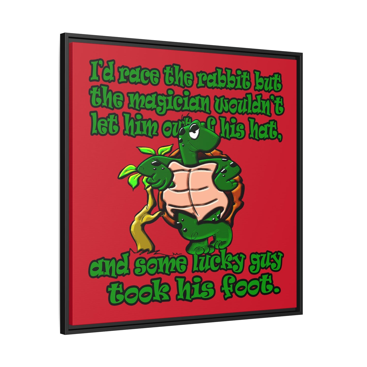 turtle race - framed canvas art (dark red)