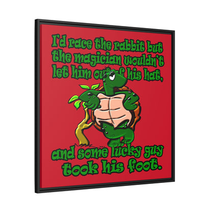 turtle race - framed canvas art (dark red)