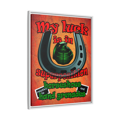 my luck - framed canvas art (burnt orange)