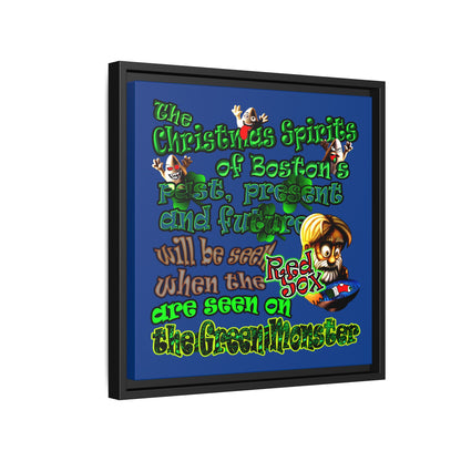 christmas spirits of boston - framed canvas art (dark blue)