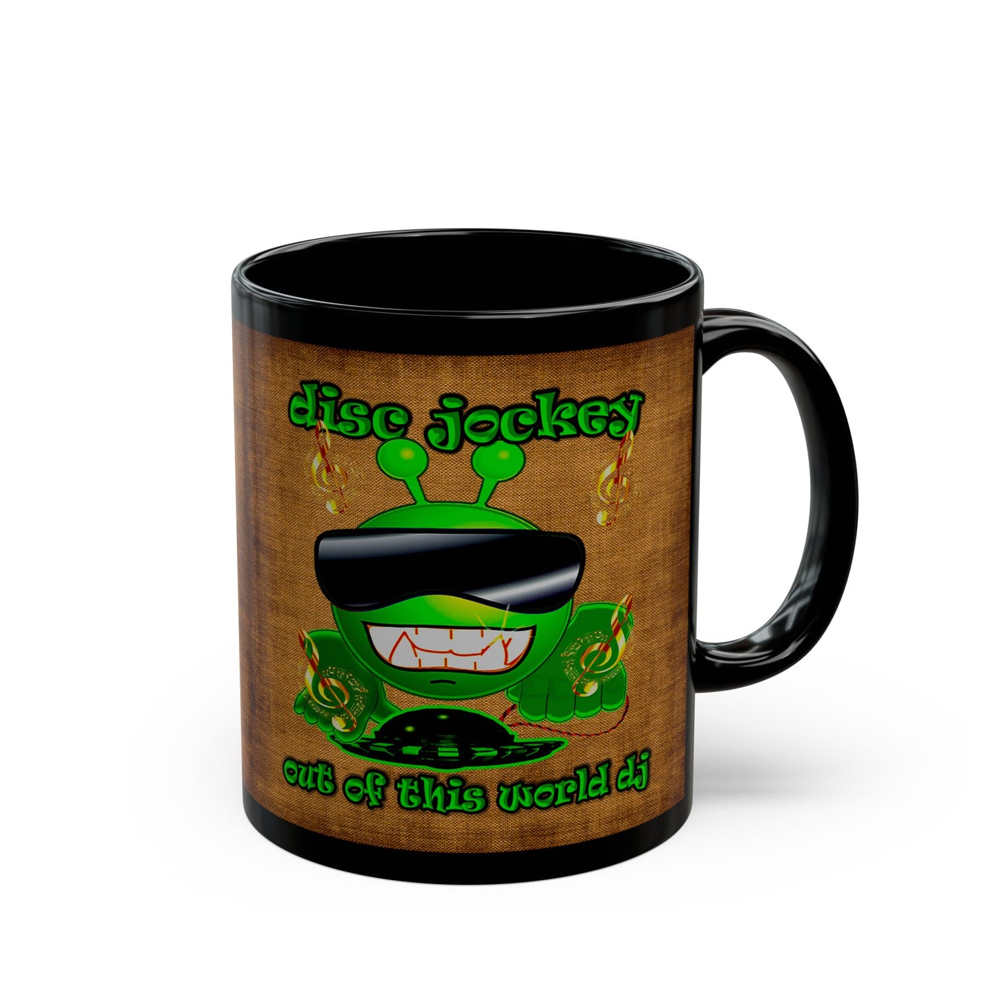 disc jockey - Black Mug (brown papyrus)