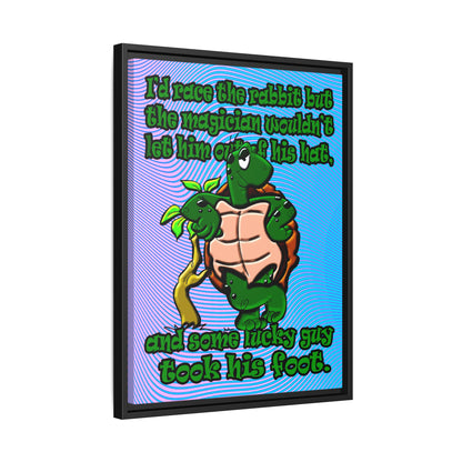 turtle race - framed canvas art (light blue-purple wave)