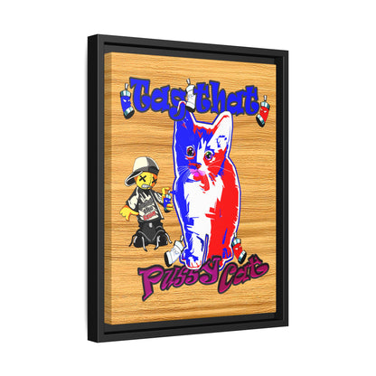 tag that - framed canvas art (butterscotch wood finish)
