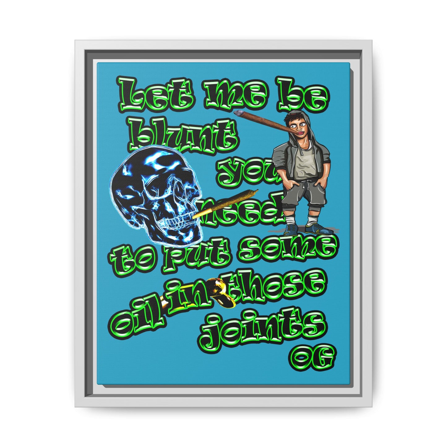 og - framed canvas art (turquoise)