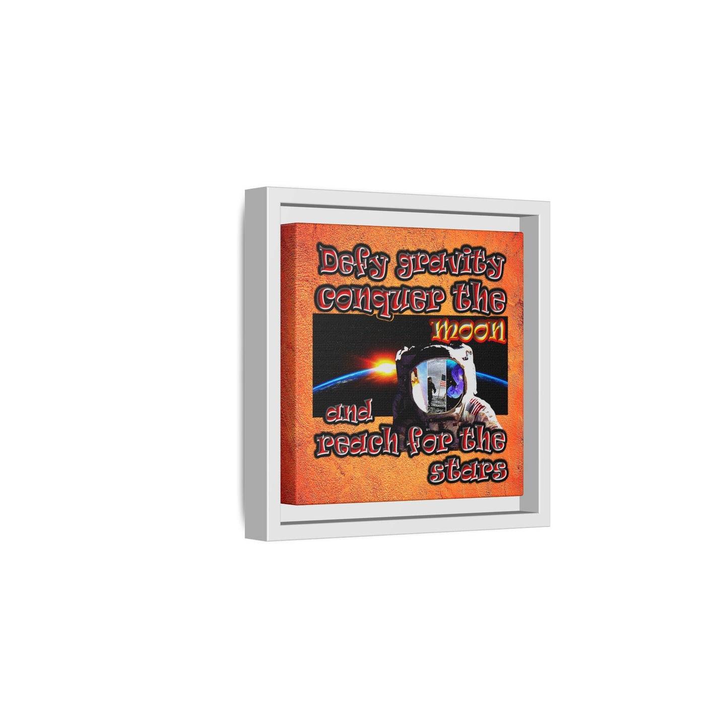 defy conquer reach - framed canvas art (burnt orange)