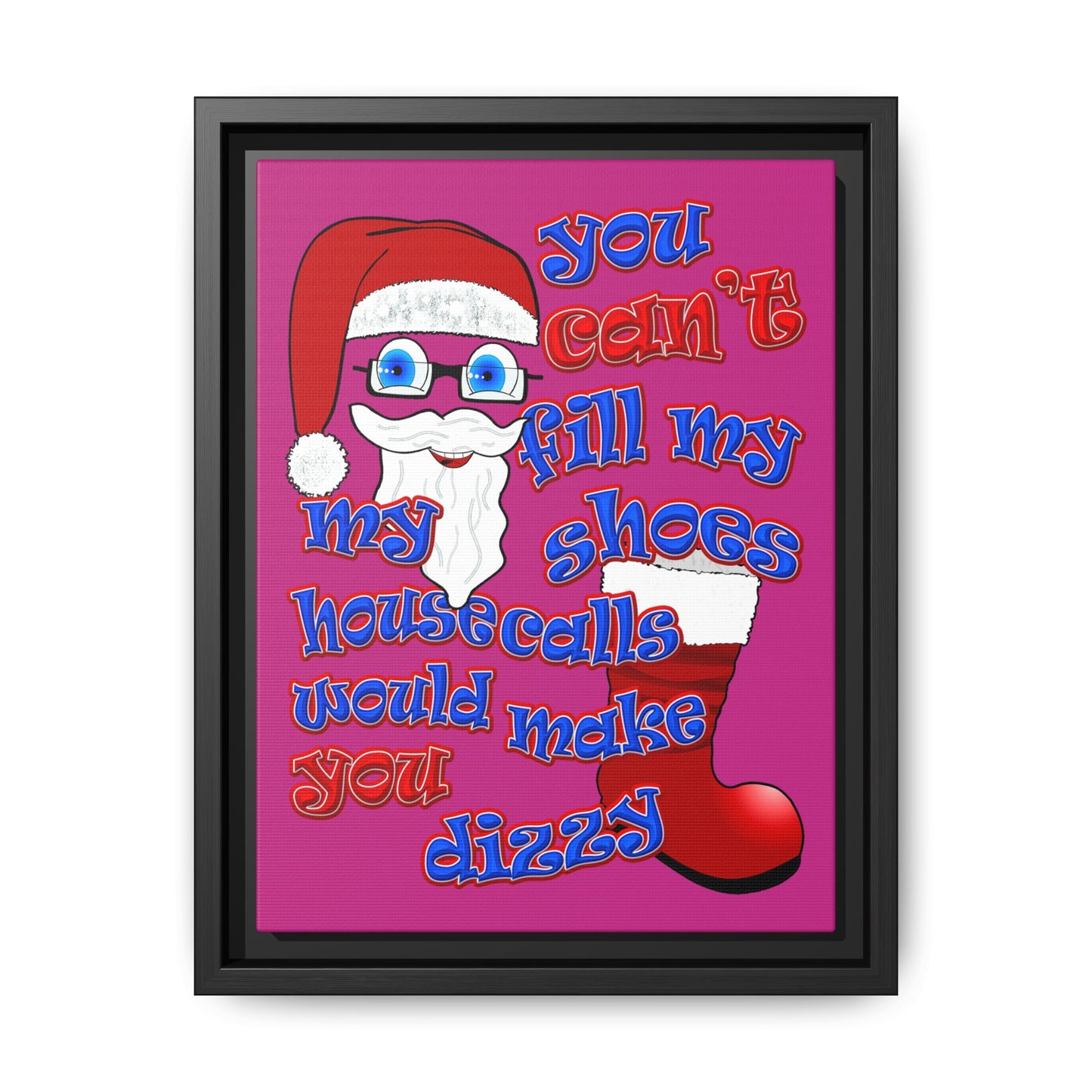 santa's shoes - framed canvas art (pink)