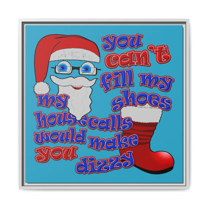 santa's shoes - framed canvas art (turquoise)